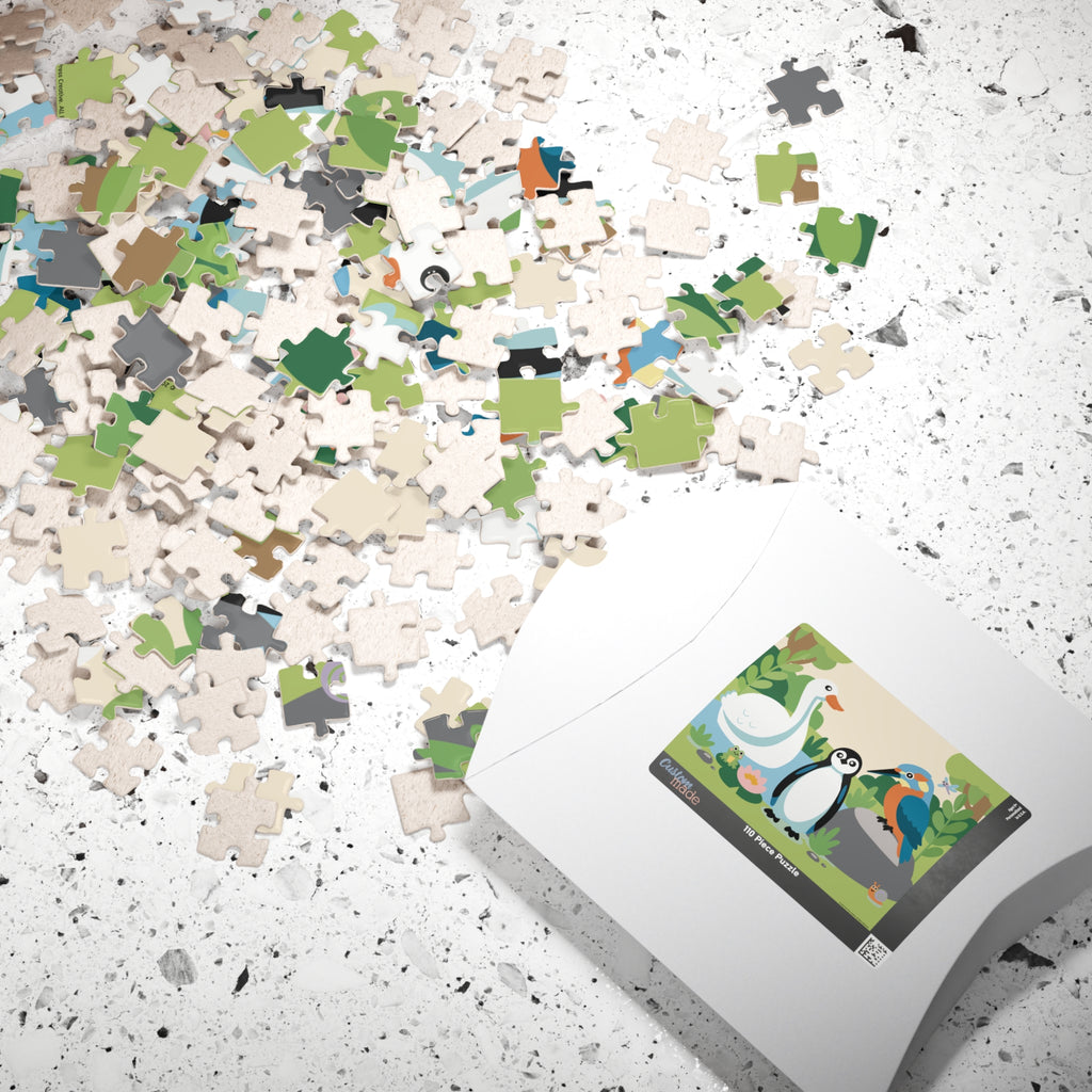 Birdy Jigsaw Puzzle — Swan, Penguin & Kingfisher Scene (110pcs)
