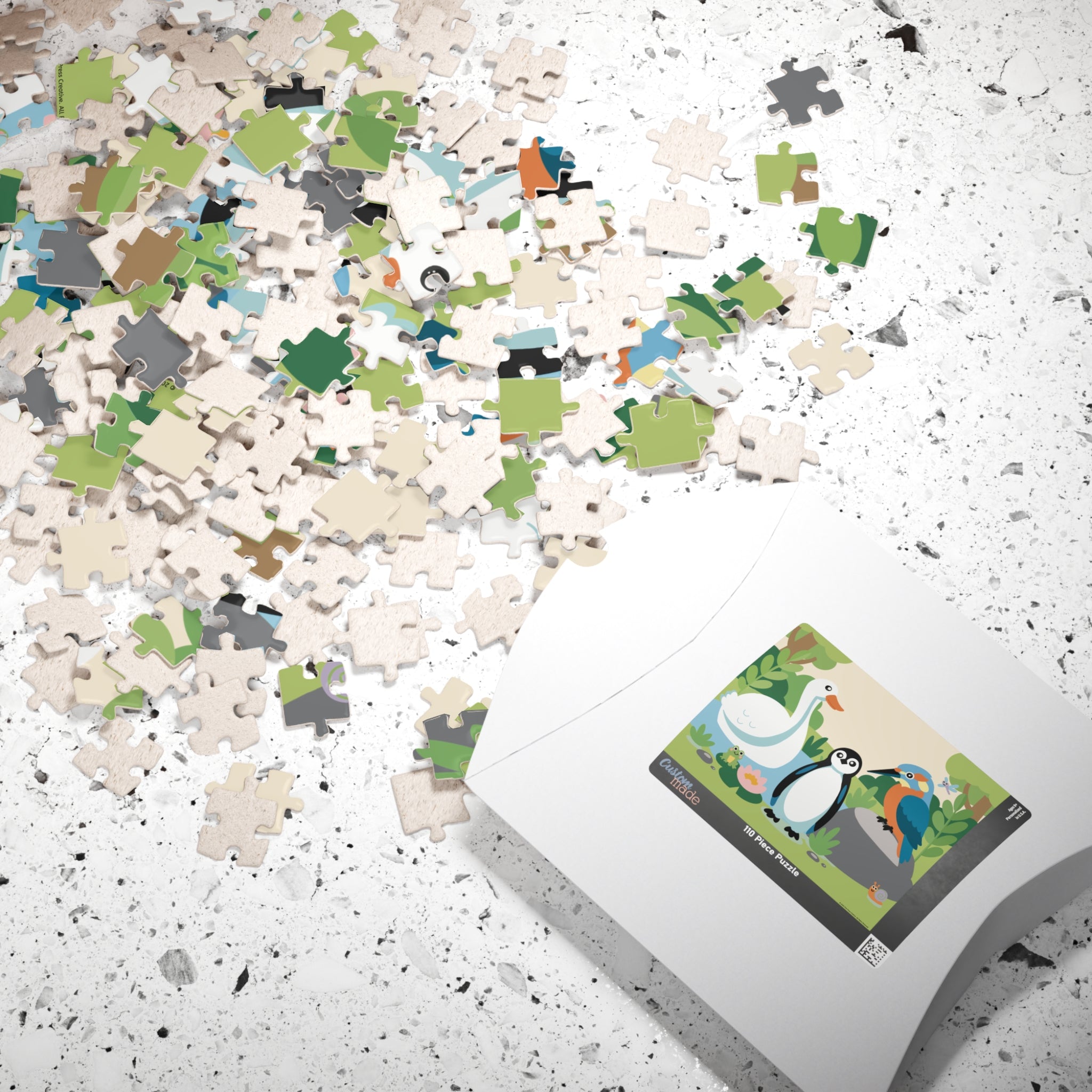 Birdy Jigsaw Puzzle — Swan, Penguin & Kingfisher Scene (110pcs)