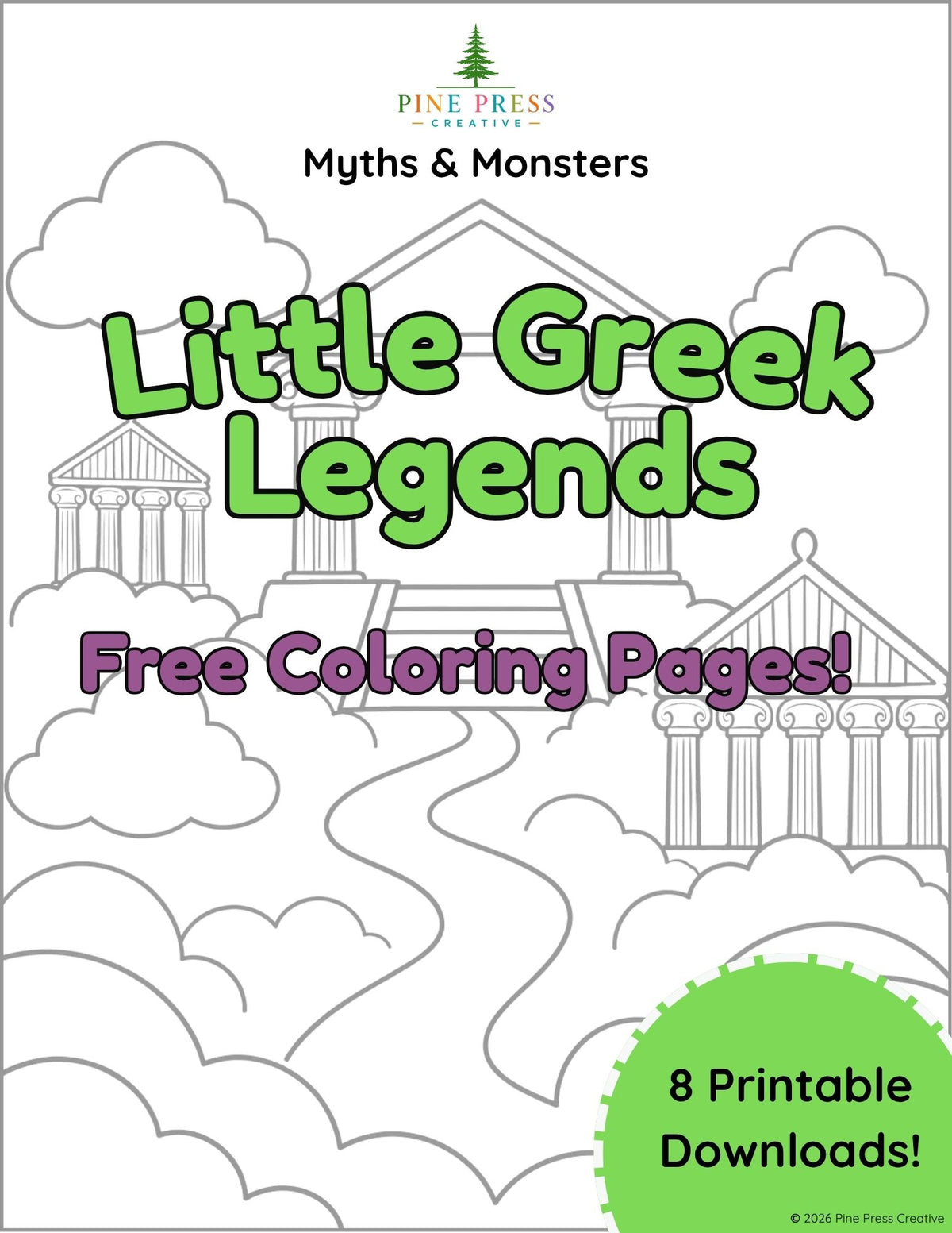 FREE Little Greek Legends Myths & Monsters Coloring Pages (Printable PDF)